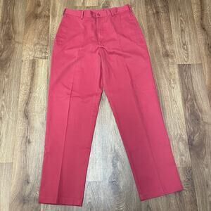 Lands End Mens Solid Salmon Pink Flat Front Khaki Chino Pants Size 32Wx32L